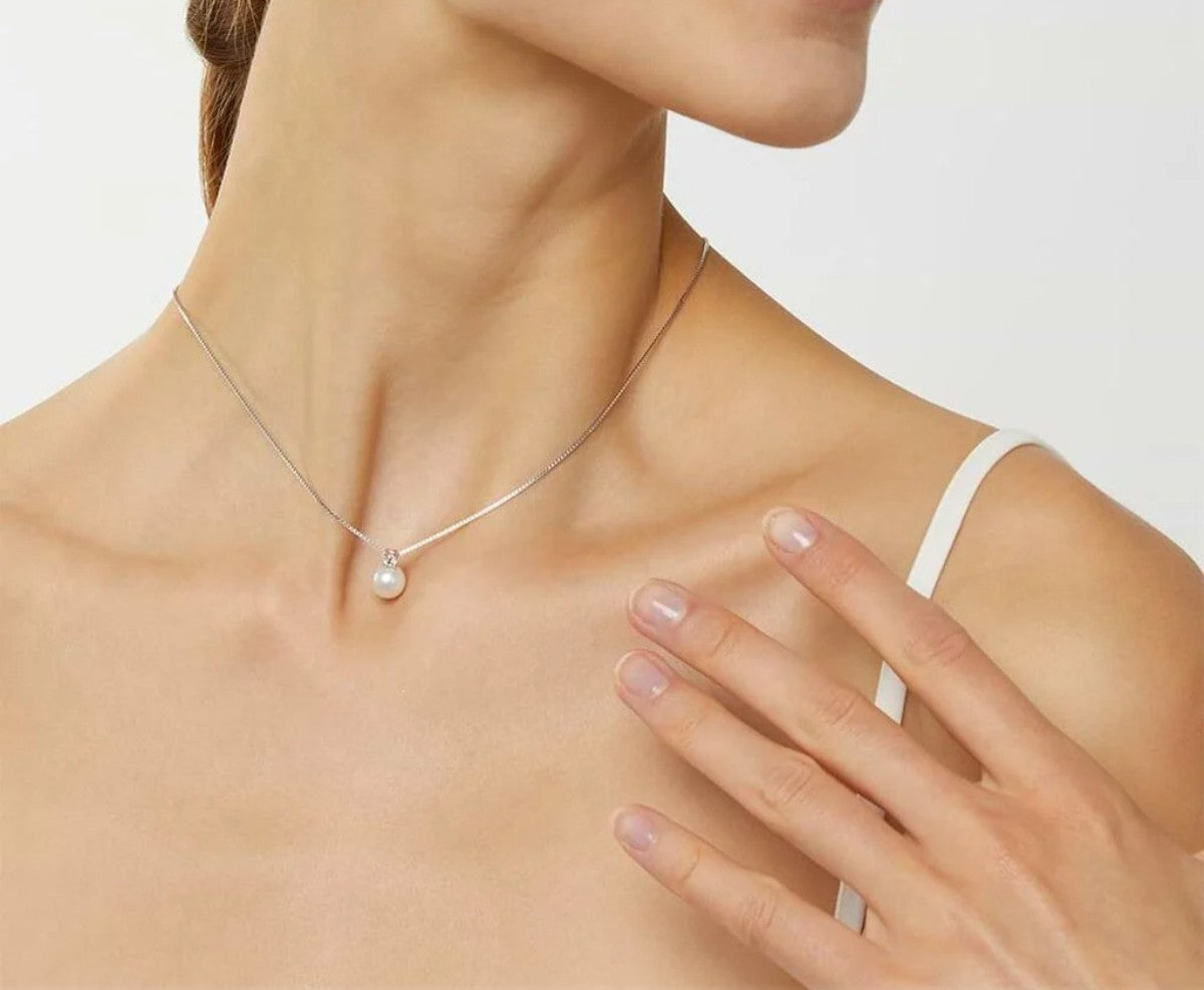 STROILI Collana Silver Pearls Argento Rodiato Perla sintentica Cubic Zirconia