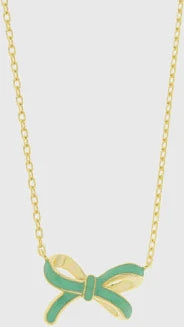 CAPRI Collana con fiocco centrale in smalto verde