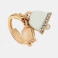 Anello in Metallo con campanelle portafortuna con smaltatura bianca e cristalli bianchi