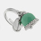 Anello in Metallo con charms doppia campana, impreziosita da smalto verde e cristalli, e campana liscia