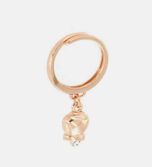 Anello in Metallo con campanella portafortuna pendente, impreziosita da punto luce
