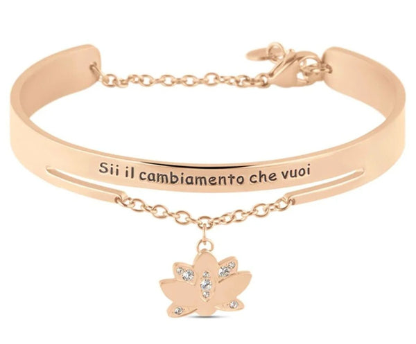 STROILI Bangle Lady Message Acciaio Rosa Cristallo