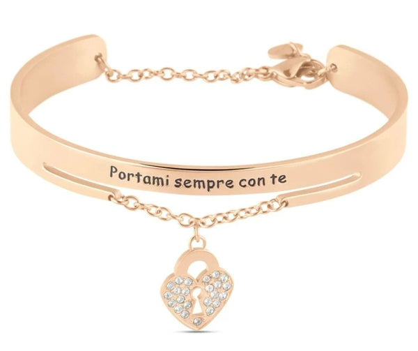 STROILI Bangle Lady Message Acciaio Rosa Cristallo