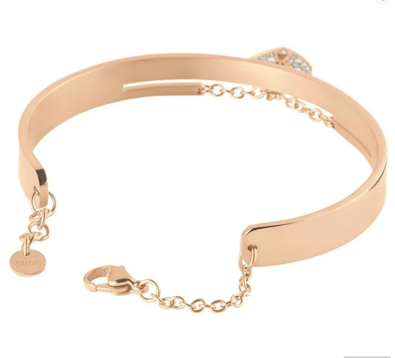 STROILI Bangle Lady Message Acciaio Rosa Cristallo