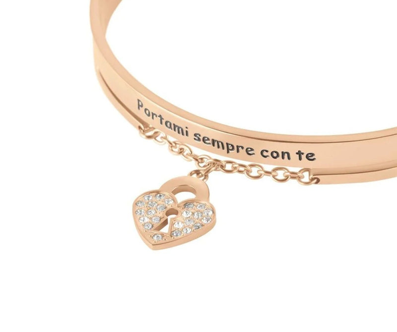 STROILI Bangle Lady Message Acciaio Rosa Cristallo