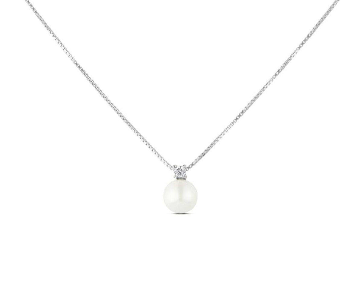STROILI Collana Silver Pearls Argento Rodiato Perla sintentica Cubic Zirconia