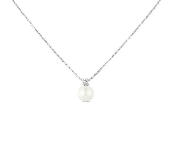 STROILI Collana Silver Pearls Argento Rodiato Perla sintentica Cubic Zirconia