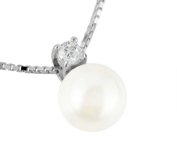 STROILI Collana Silver Pearls Argento Rodiato Perla sintentica Cubic Zirconia