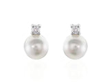 STROILI Orecchini Lobo Silver Pearls Argento Rodiato Perla sintentica Cubic Zirconia