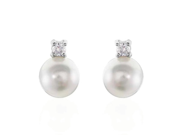 STROILI Orecchini Lobo Silver Pearls Argento Rodiato Perla sintentica Cubic Zirconia