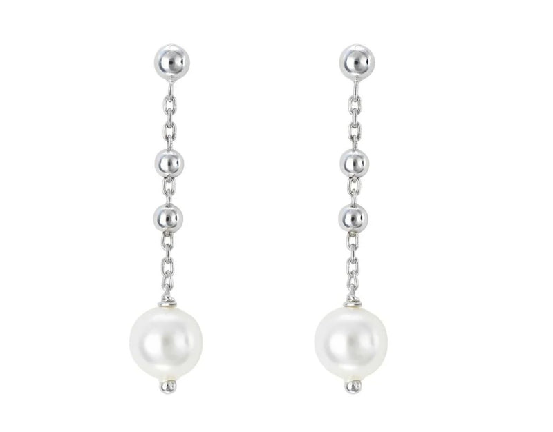 STROILI Orecchini Pendenti Silver Pearls Argento Rodiato Perla sintentica