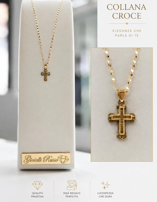 ORO COLLANA CON PENDENTE CROCE