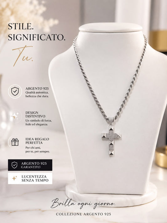 argento925' collana con croce