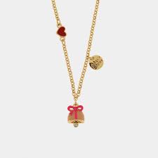 CAPRI Collana in Metallo con campanella rosa e fiocco centrale