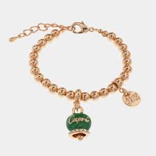 AMO CAPRI  Bracciale in Metallo con campanella portafortuna verde e scritta CAPRI